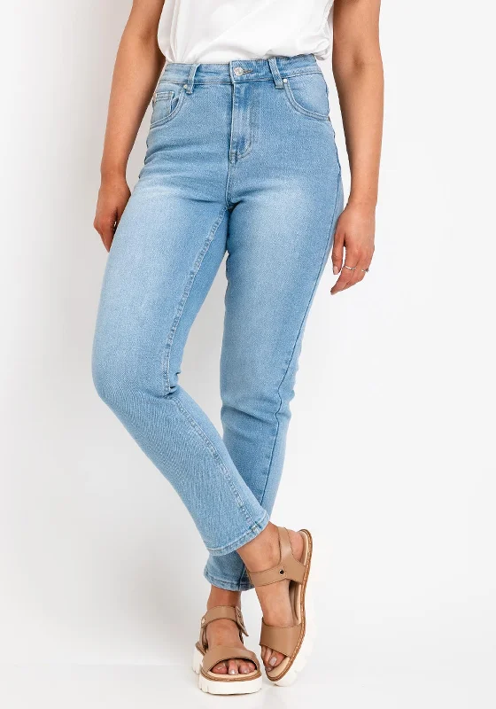 Warm Wear Soft Cozy Wear Rant & Rave Kellie Super High Rise Mom Jeans, Light Blue