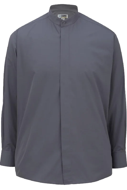 Fresh Comfort Comfy Outfits Wearable Men's Dark Grey Banded Collar Broadcloth Shirt