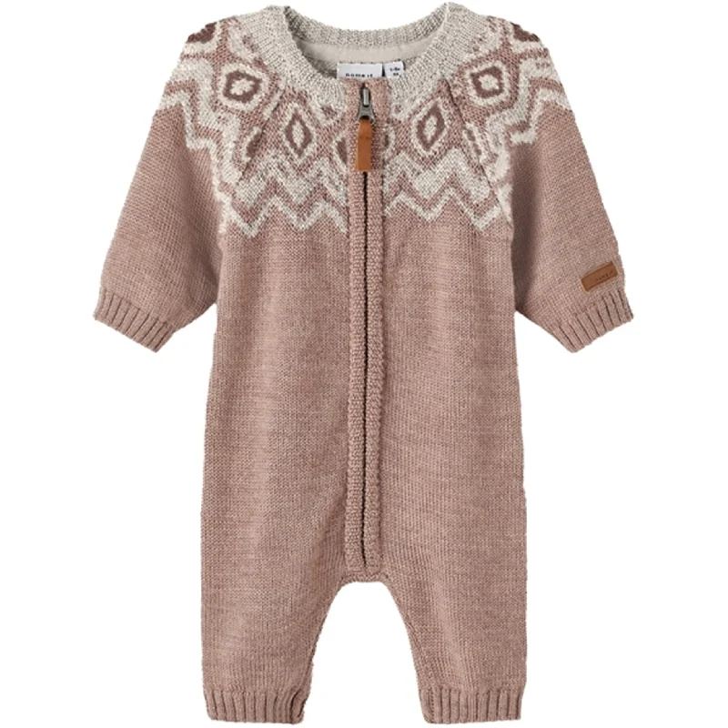 Simple Elegance Warm Soft Clothing Name it Antler Wriss Wool Knit Jumpsuit