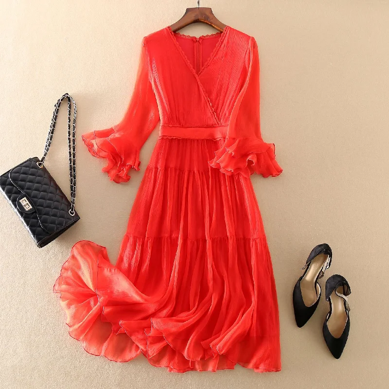 Cozy Vibes Fashionable Cozy Wear Mulberry Silk Dress