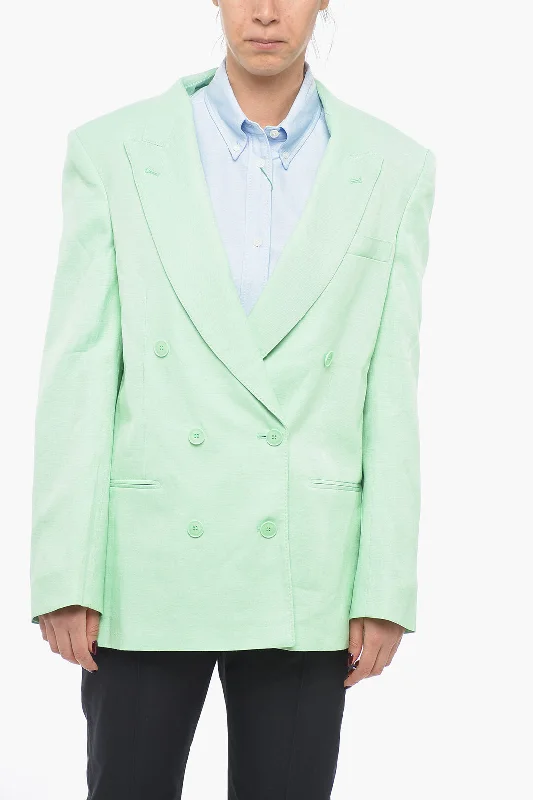 Warm Layers Trendy Casual Comfort Stella McCartney Double-breasted Oversized Flax Blend Blazer
