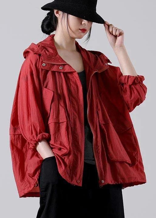 Effortless Wear Comfortable Wear Choices Fashion Red Long sleeve UPF 50+ Coat Jacket Summer Hooded Jacket Effortless Wear Comfortable Wear Choices Fashion Red Long sleeve UPF 50+ Coat Jacket Summer Hooded Jacket