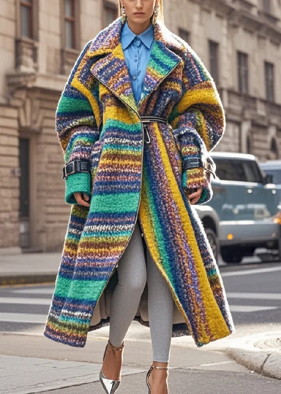 Cozy Vibes Cozy Layered Wearables French Oversized Striped Warm Woolen Trench Fall