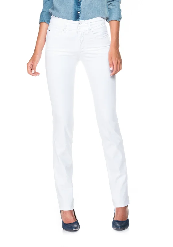Stylish Ease Trendy Soft Pieces Salsa Secret High Waist Straight Leg Jeans, White