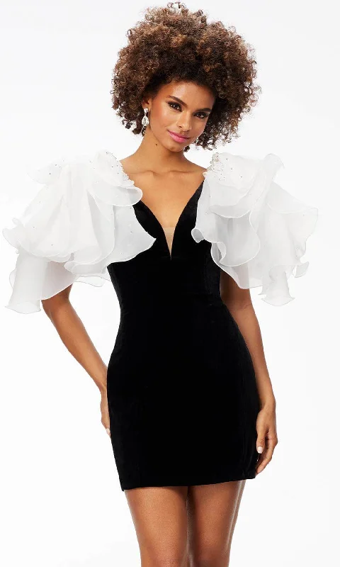 Versatile Style Relaxed Streetwear Fit Ashley Lauren 4529 - Ruffled Sleeves Cocktail Dress