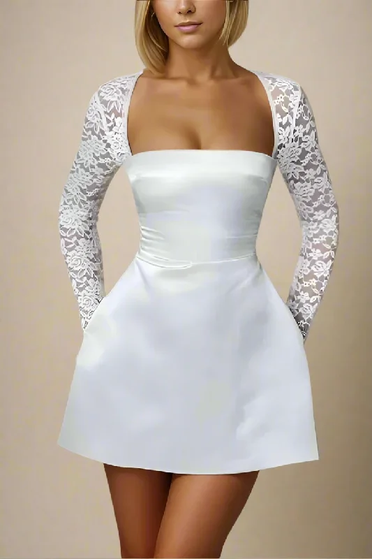 Minimal Comfort Trendy Casual Comfort Andy Long Sleeve Mini Dress - White Pearl