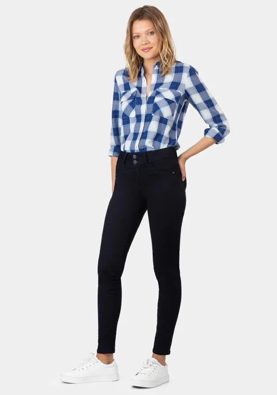 Effortless Outfits Street Fashion Comfort Tiffosi Womens One Size Double Up Skinny Jeans, Navy