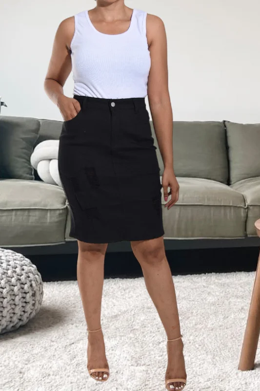 Stylish Jackets Cozy Pieces Wear Ladies Black Denim Skirt