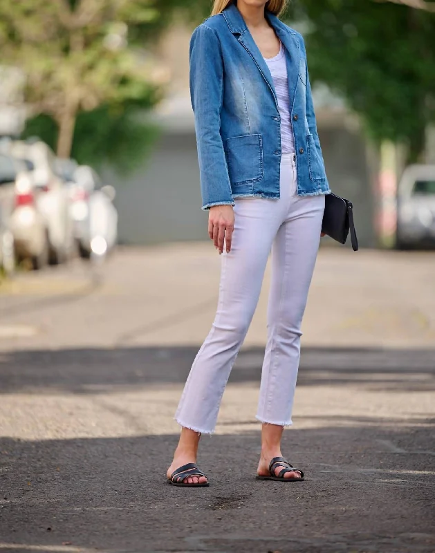 Effortless Elegance Streetwear Comfort Pieces Denim Blazer In Medium Wash