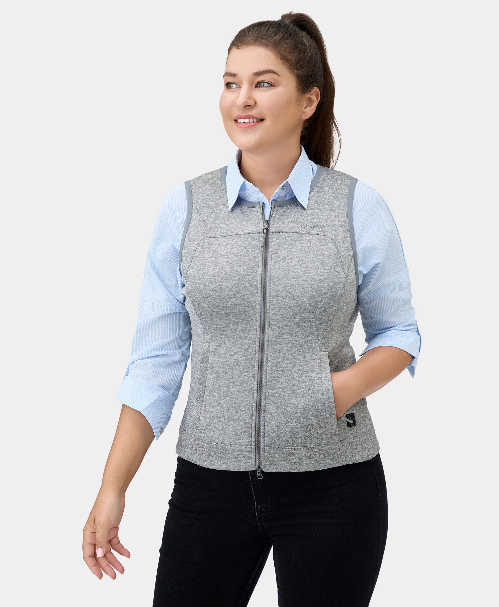 Soft Looks Cozy Street Fashion Suzanne Women's Heated Soft Armor Vest - Flecking Gray Soft Looks Cozy Street Fashion Suzanne Women's Heated Soft Armor Vest - Flecking Gray