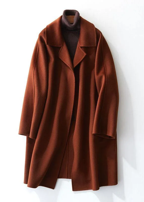 Soft Looks Soft Casual Wearable boutique brown Woolen Coat Women trendy plus size Jackets & Coats straight coat lapel collar Soft Looks Soft Casual Wearable boutique brown Woolen Coat Women trendy plus size Jackets & Coats straight coat lapel collar