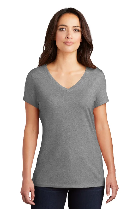 Stylish Ease Soft Daywear Fits District Womens Perfect Tri Short Sleeve V-Neck T-Shirt - Grey Frost