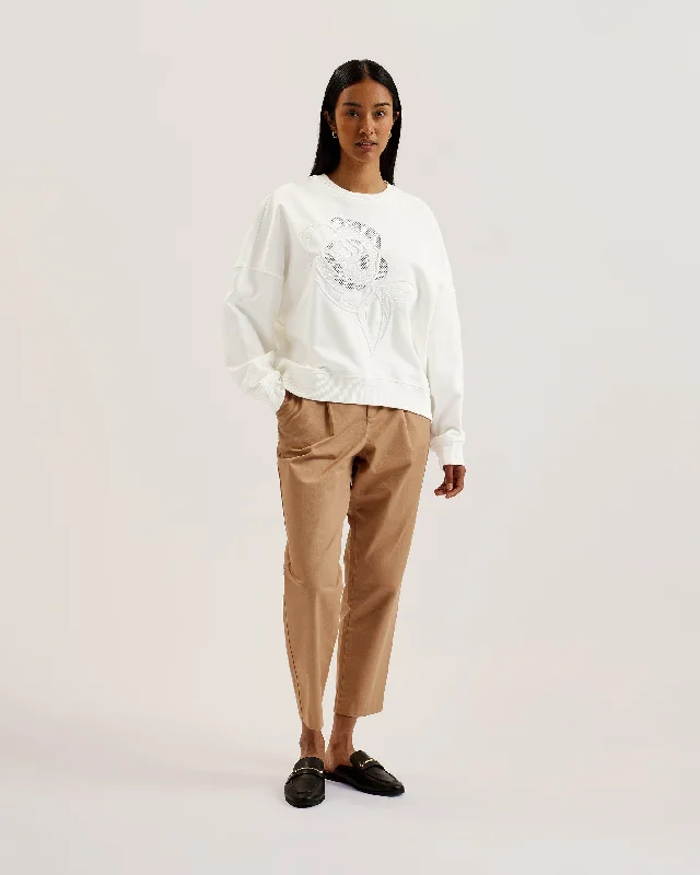 Layered Comfort Trendy Comfy Outfits Lotiss Embroidered Burnout Graphic Sweatshirt Ivory Layered Comfort Trendy Comfy Outfits Lotiss Embroidered Burnout Graphic Sweatshirt Ivory