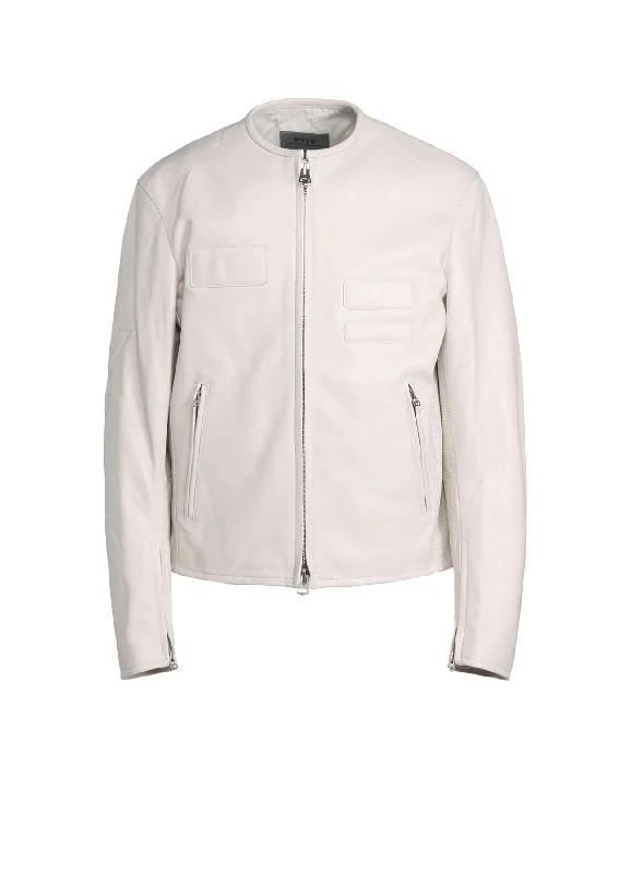 Soft Touch Comfortable Fashion Wearables SEMI-VEGETABLE TANNED SHEEP LEATHER COLLARLESS MOTORCYCLE JACKET Soft Touch Comfortable Fashion Wearables SEMI-VEGETABLE TANNED SHEEP LEATHER COLLARLESS MOTORCYCLE JACKET