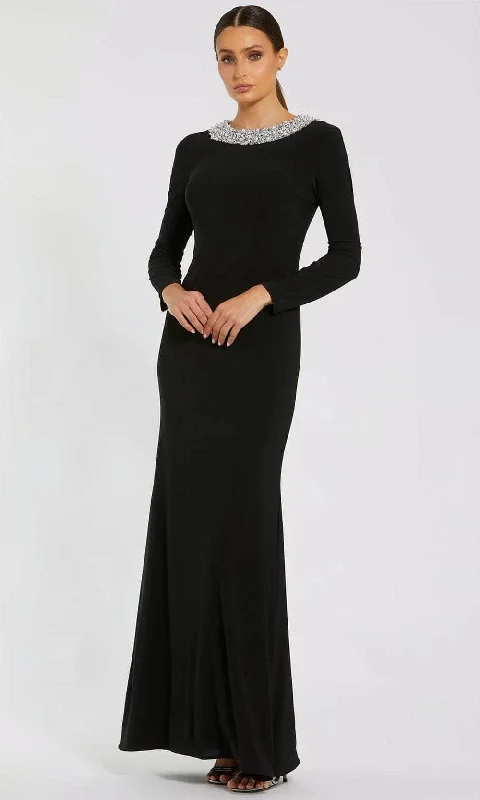 Comfortable Fashion Looks Trendy Street Comfort Wear Ieena Duggal 49951 - Long Sleeve Beaded Neckline Evening Gown