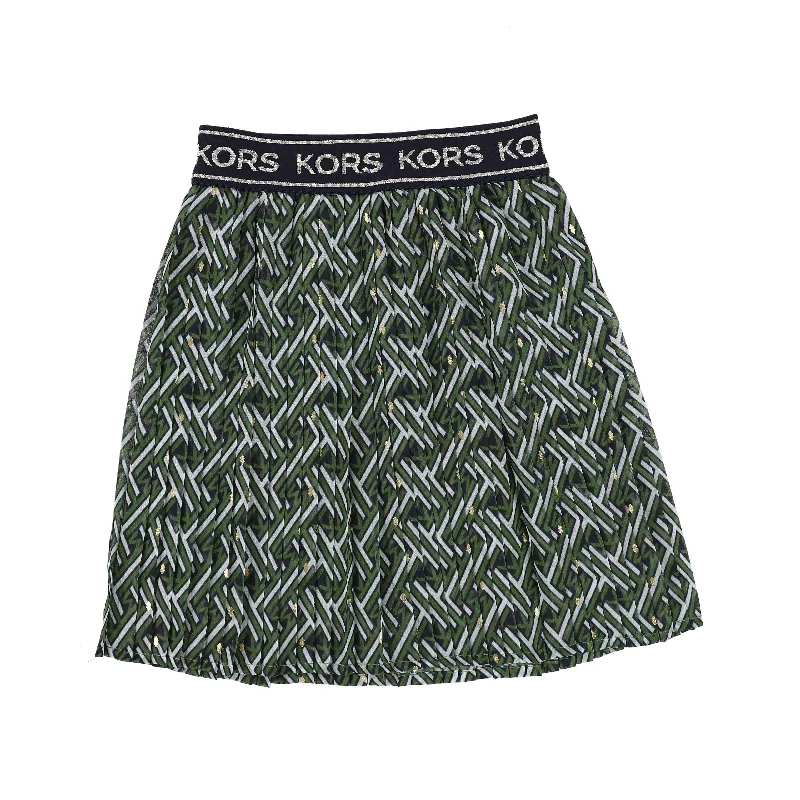 Cozy Knits Warm Soft Clothing MICHAEL KORS GREEN DESIGN PLEATED SKIRT [Final Sale]
