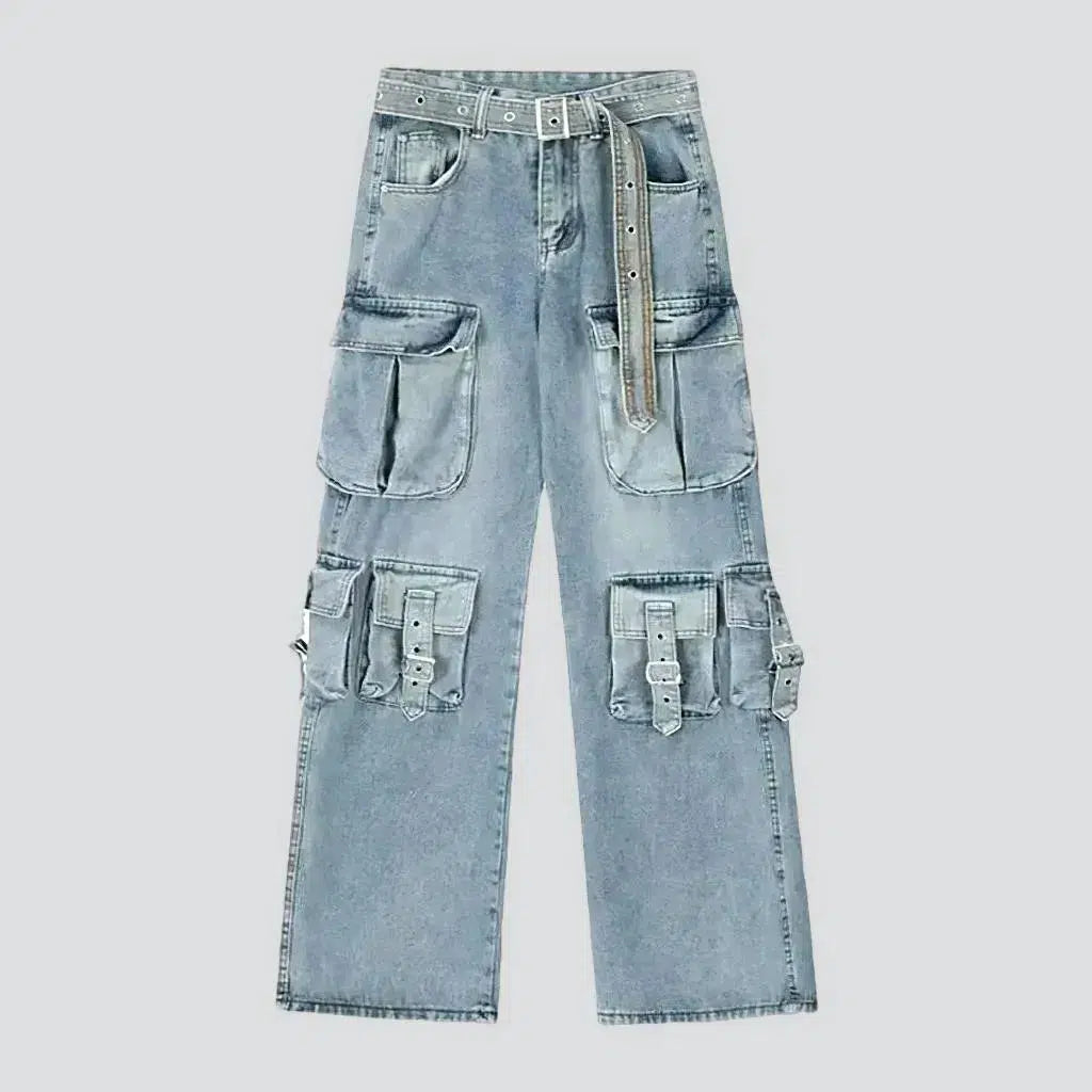 Trendy Dresses Cozy Everyday Wear Sanded women's voluminous jeans