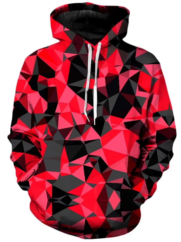 Cozy Apparel Comfortable Fashion Layers Red and Black Geo Unisex Hoodie