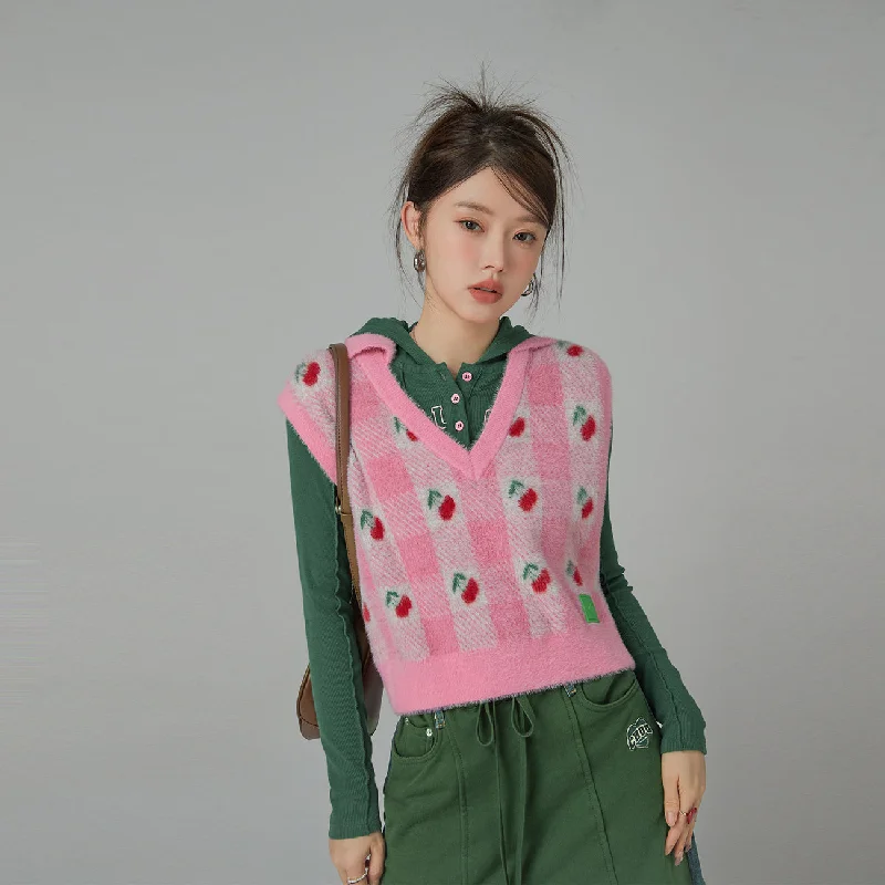 Cozy Dress Street Fashion Comfort A Funny Flavor Cherry Sleeveless Vest