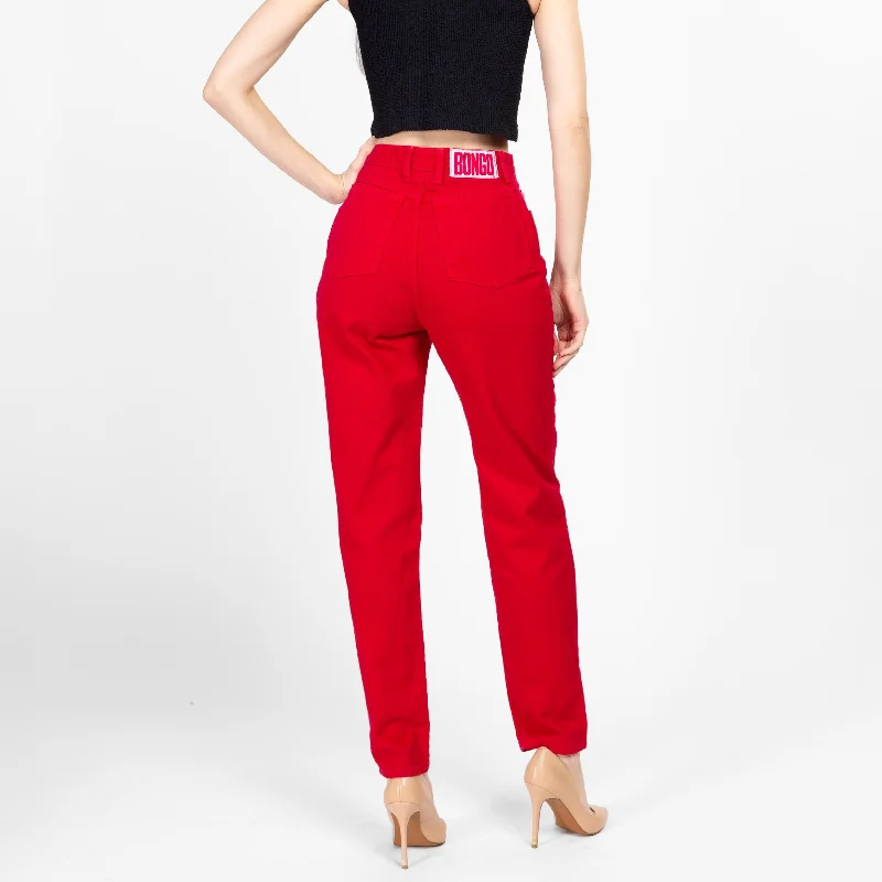 Cozy Chic Stylish Layered Wear Small 90s Bongo Red Denim Mom Jeans 26"