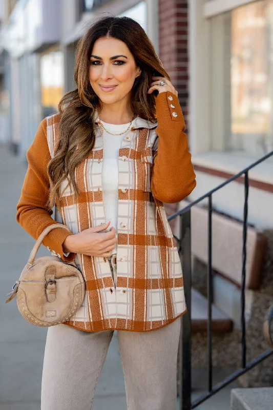Cozy Fashion Cozy Everyday Styles Solid Sleeve Plaid Sweatshirt Shacket