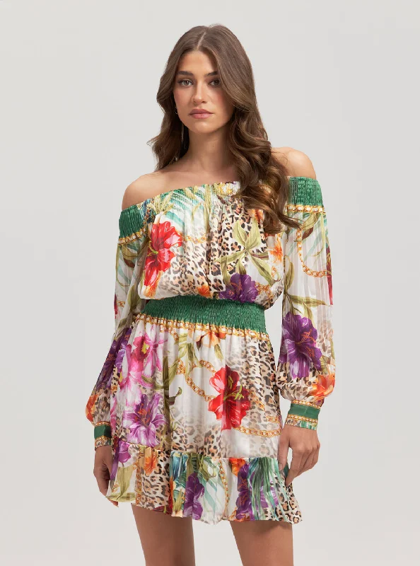 Easygoing Fashion Fashionable Cozy Wear Green Jungle Print Charlotte Mini Dress