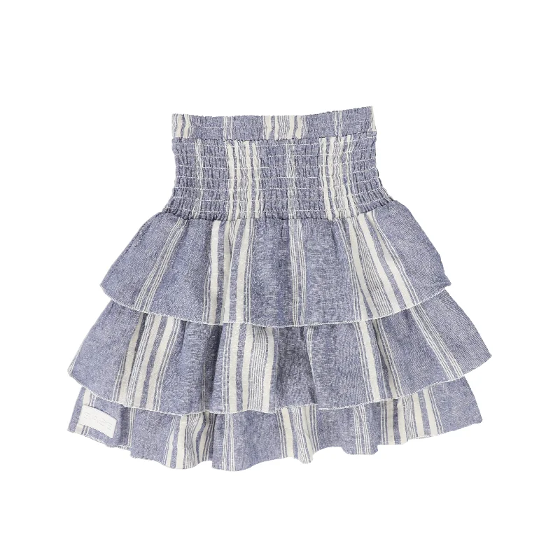 Chic Outfits Warm Comfortable Fits BACE COLLECTION BLUE STRIPED LAYERED SKIRT [FINAL SALE]