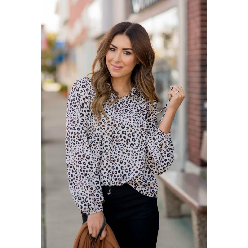 Effortless Wear Cozy Stylish Wear Pop of Color Leopard Blouse