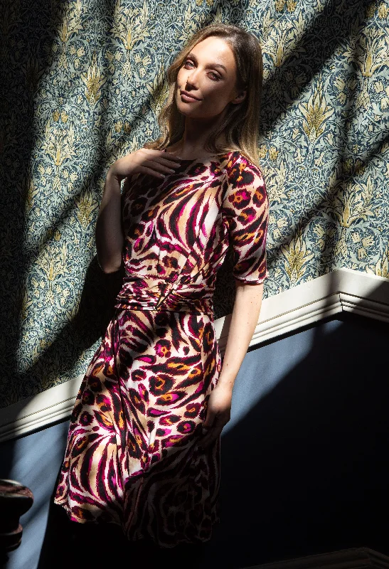 Luxe Comfort Trendy Warm Layered Pieces Leo Print Dress