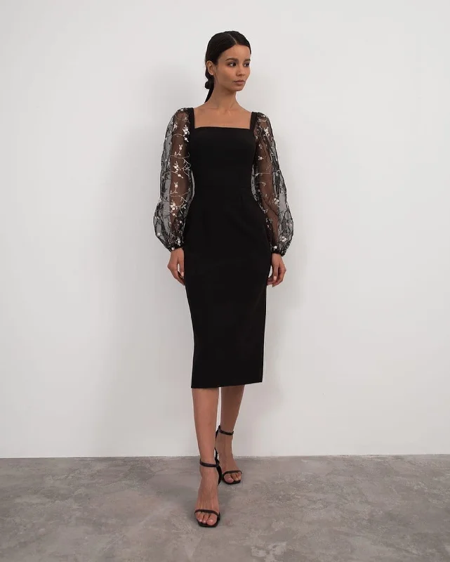 Effortless Comfort Stylish Layered Wear Embroidery Stitching Lantern Sleeve Bag Hip Dress Effortless Comfort Stylish Layered Wear Embroidery Stitching Lantern Sleeve Bag Hip Dress