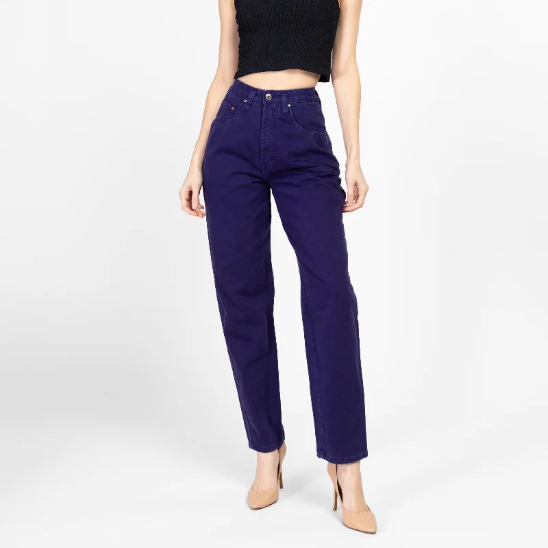 Fresh Comfort Cozy Chic Styles XS 90s Plum Purple High Waisted Mom Jeans 23.5"