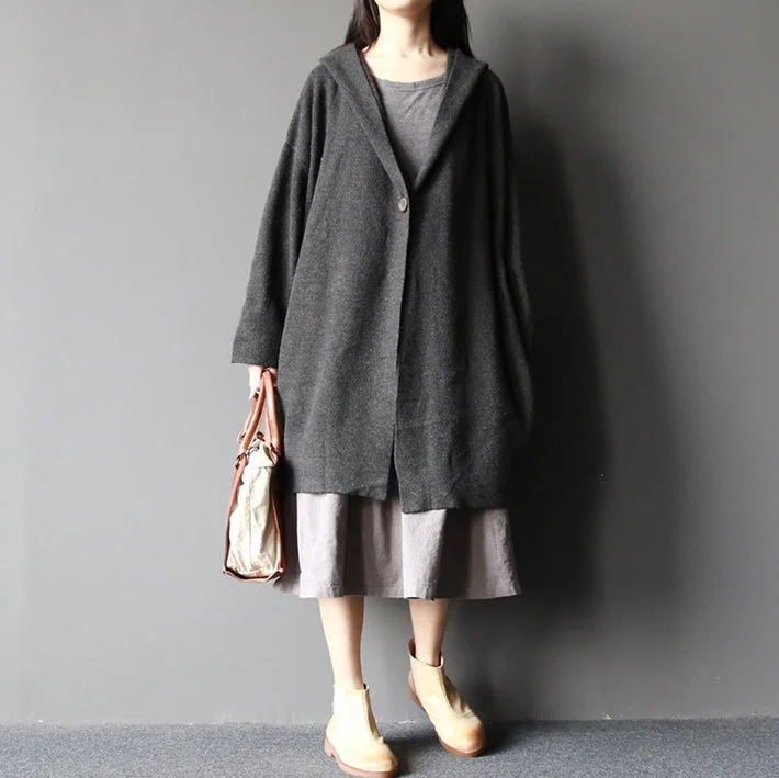 Chic Comfort Cozy Street Fashion dark gray fashion woolen sweater coats plus size elegant casual long sleeve knit cardigans Chic Comfort Cozy Street Fashion dark gray fashion woolen sweater coats plus size elegant casual long sleeve knit cardigans