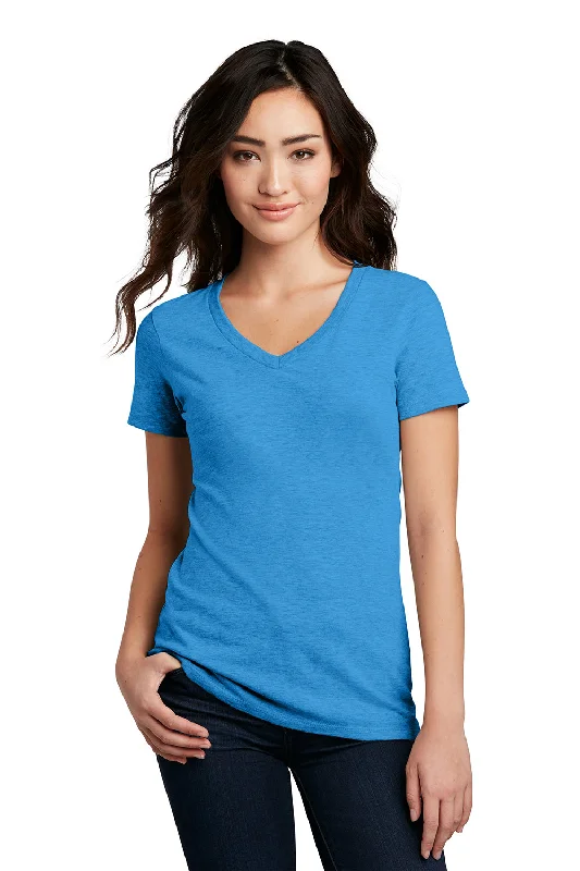 Cozy Chic Wear Comfortable Fashionwear District Womens Perfect Blend Short Sleeve V-Neck T-Shirt - Heather Bright Turquoise Blue