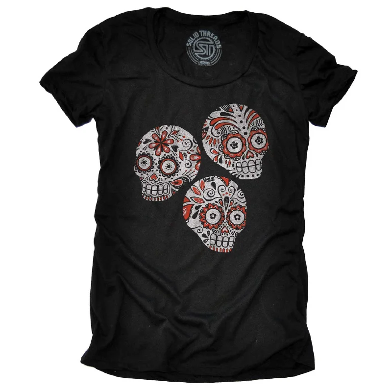 Everyday Outfits Comfortable Warm Layers Women's Sugar Skulls T-shirt