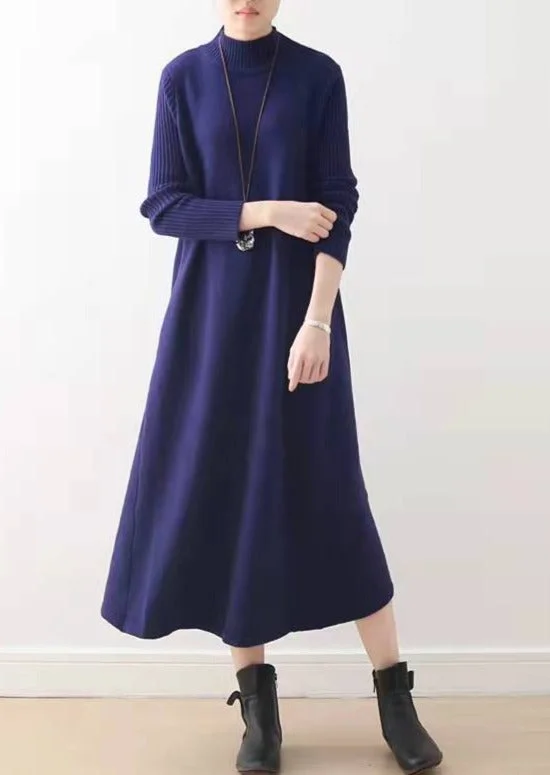 Comfortable Dresses Trendy Soft Comfort 2025 winter Blue long maxi dresses plus size cotton winter dresses warm woolen dress Comfortable Dresses Trendy Soft Comfort 2025 winter Blue long maxi dresses plus size cotton winter dresses warm woolen dress