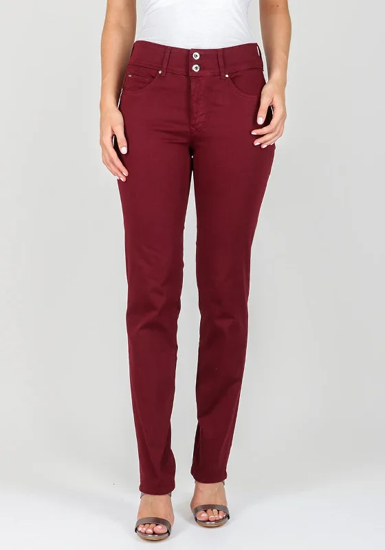 Soft Touch Comfortable Layering Options Salsa Secret Push in Slim Leg Jeans, Wine