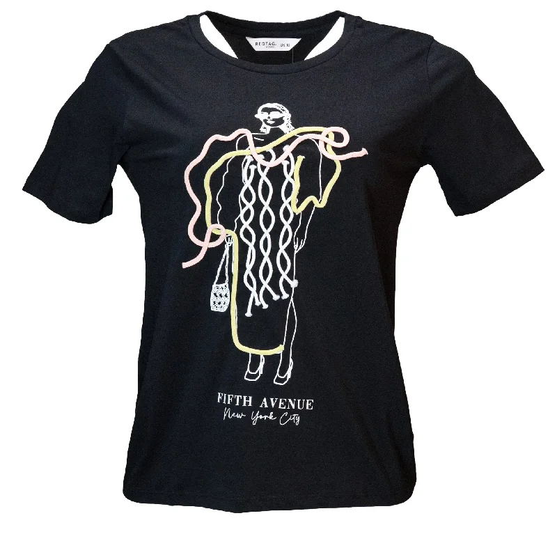 Cozy Chic Wear Simple Chic Options Blue Hello Roping Embellished T Shirt