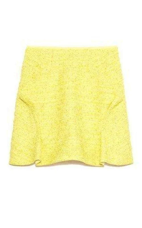 Chic Outfits Practical Soft Layers Yellow Tweed Mini Skirt