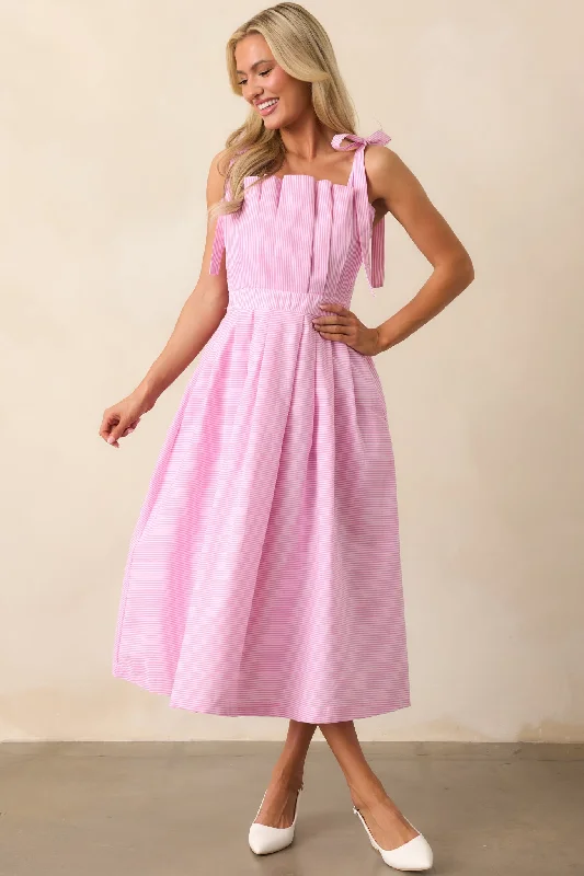 Relaxed Tops Comfy Layering Trends Sloane Peony Pink Stripe Midi Dress