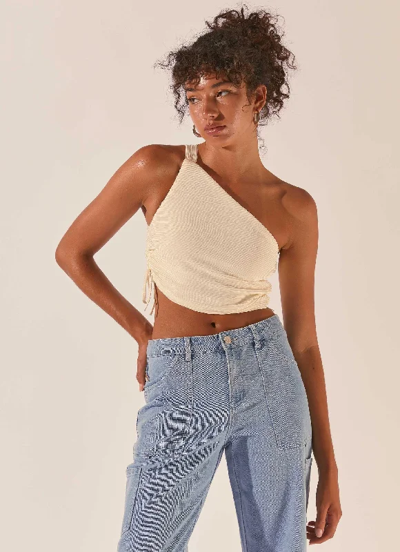 Cozy Apparel Soft Day-to-day Looks Make It Better Plisse Crop Top - Ivory