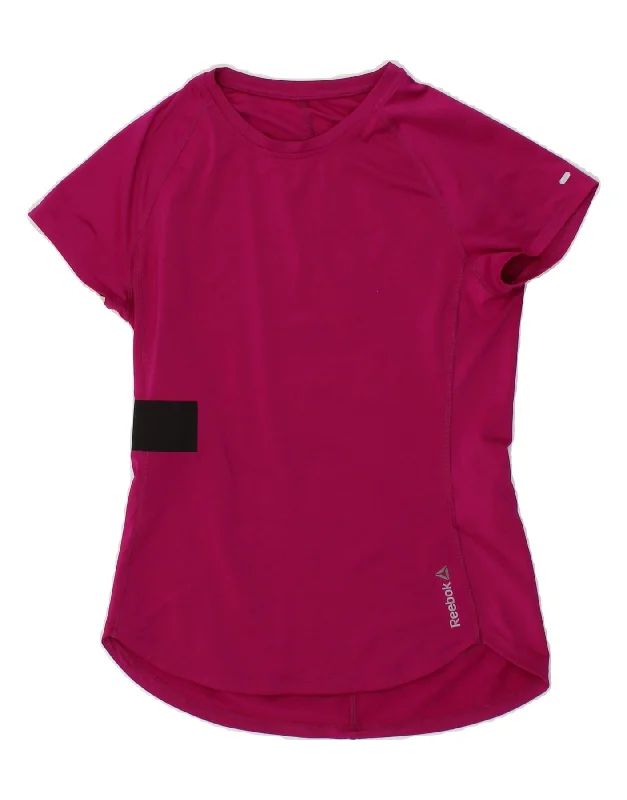 Urban Chic Warm Soft Clothing REEBOK Womens T-Shirt Top UK 8/10 Small Pink Polyester