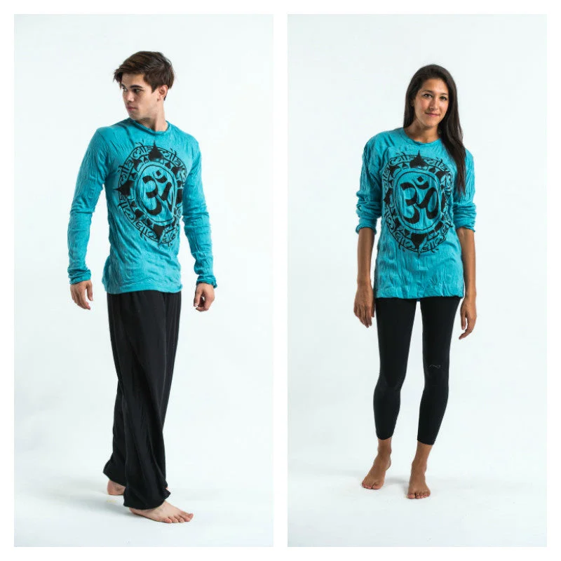 Casual Chic Wear Simple Comfort Choices Unisex Infinitee Om Long Sleeve T-Shirt in Turquoise