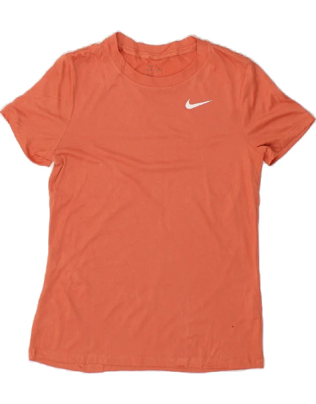 Soft Knitwear Comfortable Layering Options NIKE Womens T-Shirt Top UK 10 Small Orange Polyester