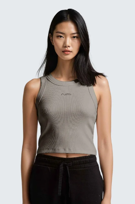 Urban Chic Soft Street Fashion W MoonRib Cropped Tank - Stone