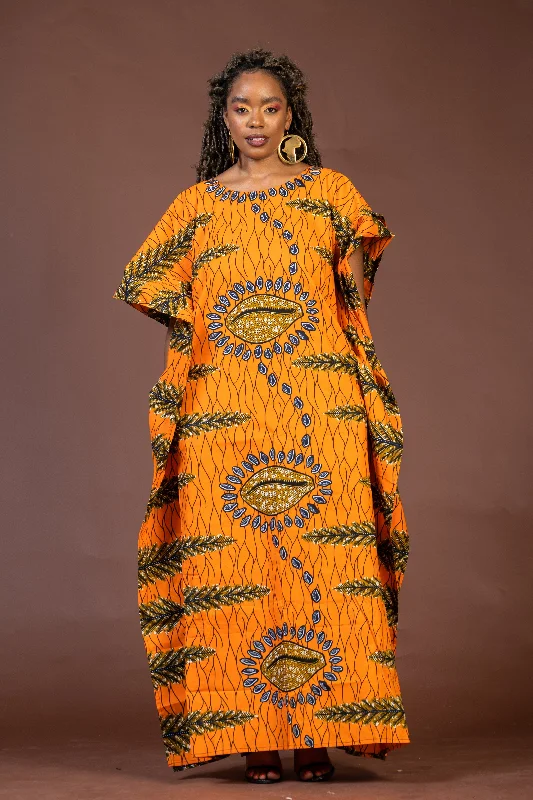 Casual Chic Wear Soft Wearable Comfort Georgia Ankara Maxi Dress | Yellow African Print Casual Chic Wear Soft Wearable Comfort Georgia Ankara Maxi Dress | Yellow African Print