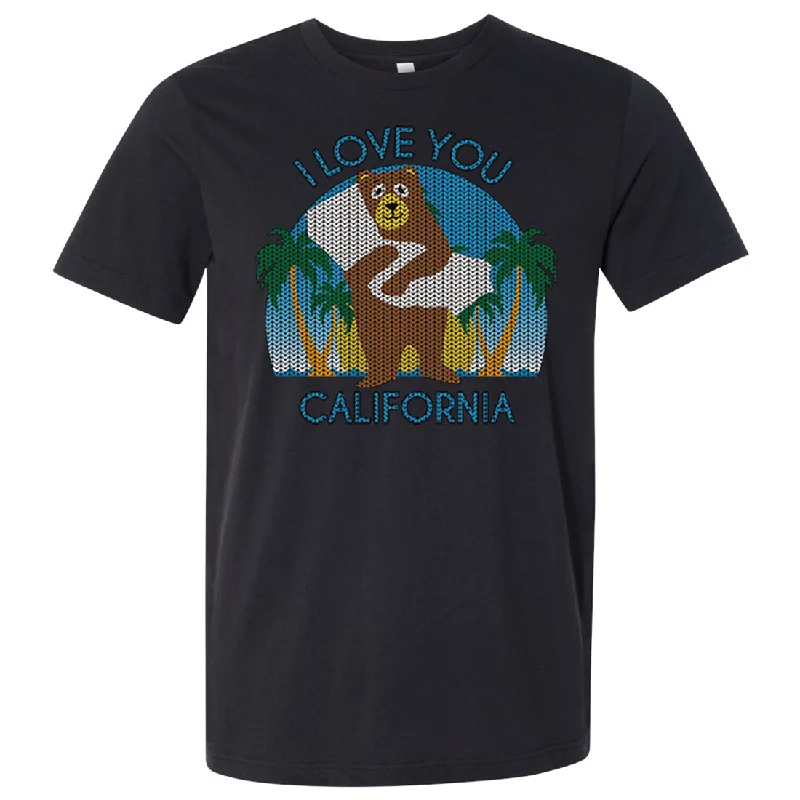 Breathable Style Soft Wear Fit I Love You CA Knit Style Bear Asst Colors Mens Lightweight Fitted T-Shirt/tee