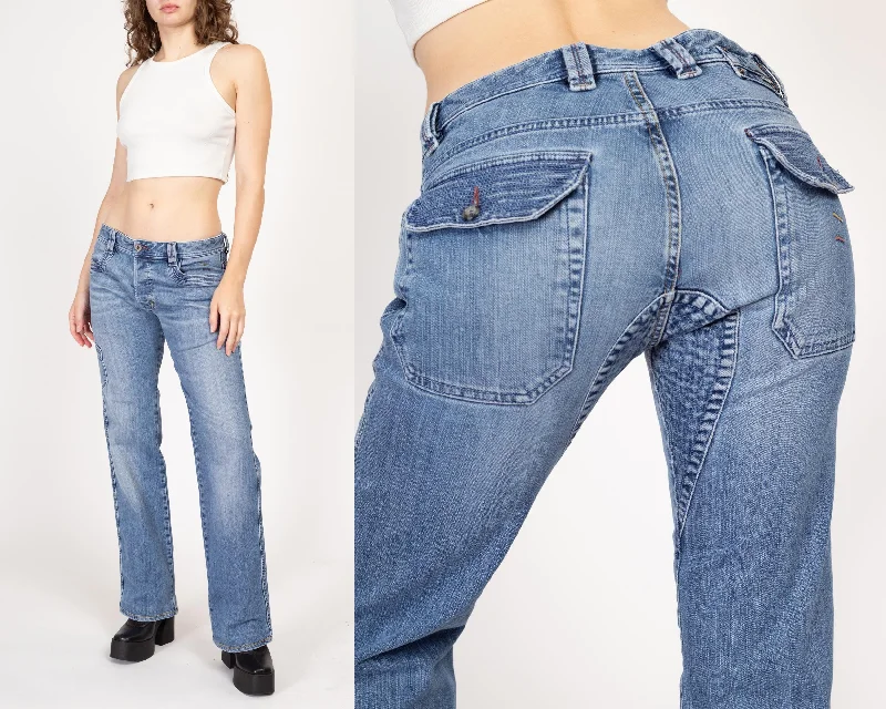 Everyday Style Soft Casual Wearable Medium Y2K Diesel Industry Low Rise Bootcut Jeans Size 31