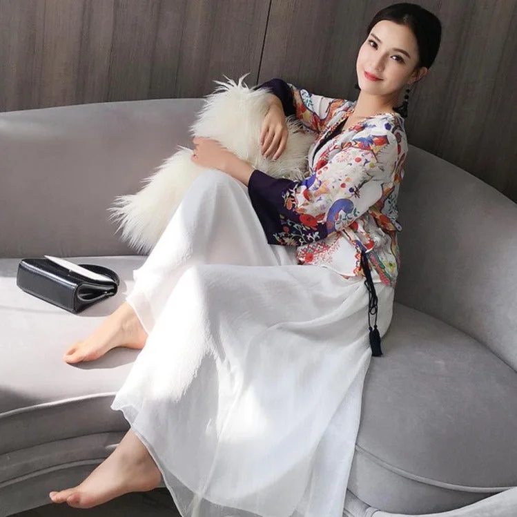 Relaxed Dresses Chic and Comfortable Pieces Traditional Chinese Style Women's Pantskirt Chiffon Loose Trousers