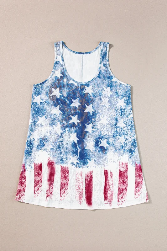Relaxed Wear Cozy Smart Wear US Flag Scoop Neck Tank
