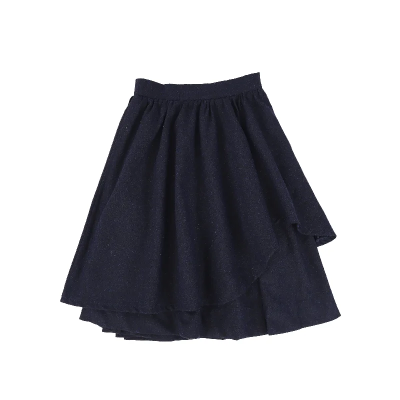 Comfortable Fashion Looks Cozy Chic Looks Bamboo Navy Wool Layered Skirt [FINAL SALE]